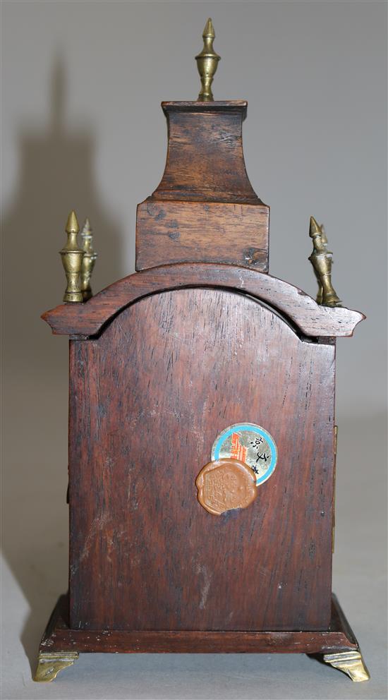 A 19th century Continental mahogany cased miniature bracket timepiece, 8in.